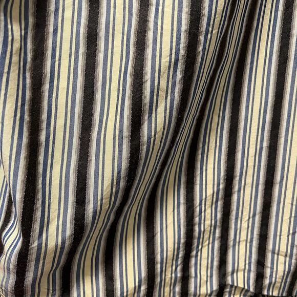 Tommy Bahama silk stripe long sleeve brown‎ blue yellow button up collar XL/TG - Picture 11 of 12
